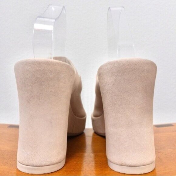 NEW Free People Huffman Buckle Wedge Sandal 39 Pearl Sand Heels Platform Leather - Picture 9 of 11